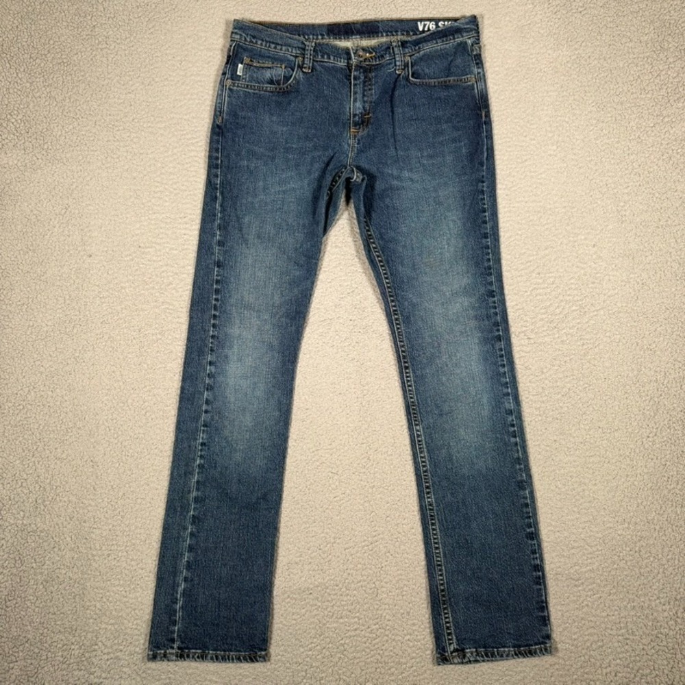 Vans Jeans Mens 32x32 Blue V76 Skinny Fit Denim 5 Pocket Skate Casual Preppy